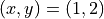 (x, y) = (1, 2)